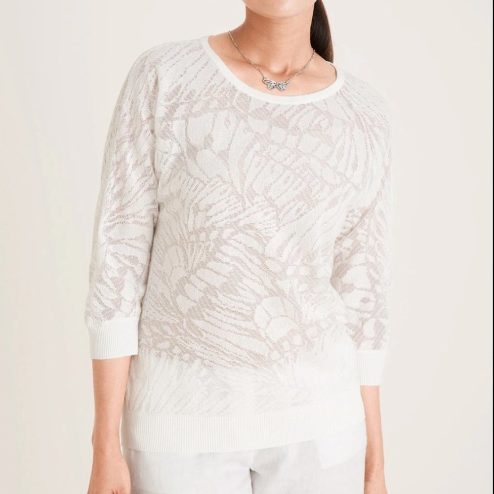 Chicos Faux burnout pullover sweater Ecru 1 (8/10)